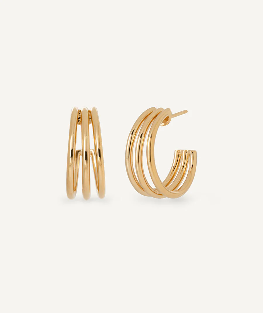 Pendientes Semiluna Triple Vux Oro - Martínez Joyeros Alcalá